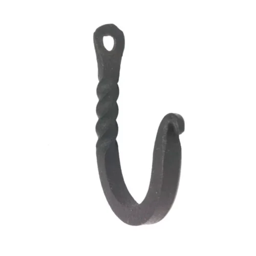 thumbnail image 2 of Primitive Colonial Wrought Iron 2.5" Braided Black Hook - Wall Mounted, Handcrafted 2 of 5