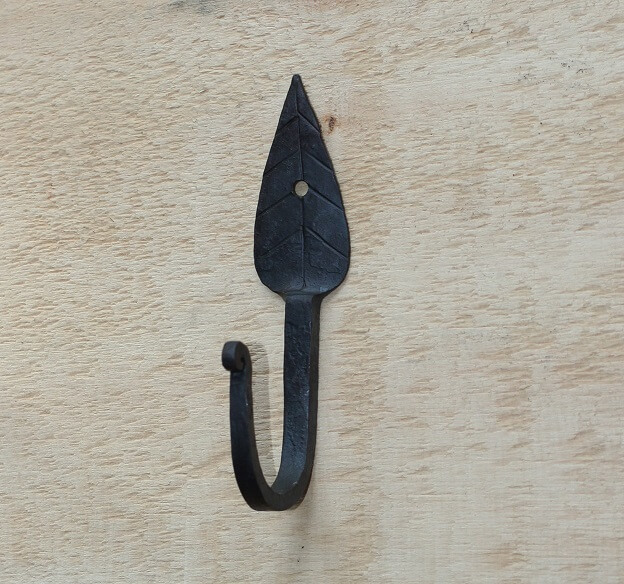 Wrought Iron Leaf Design 5 inch Hook