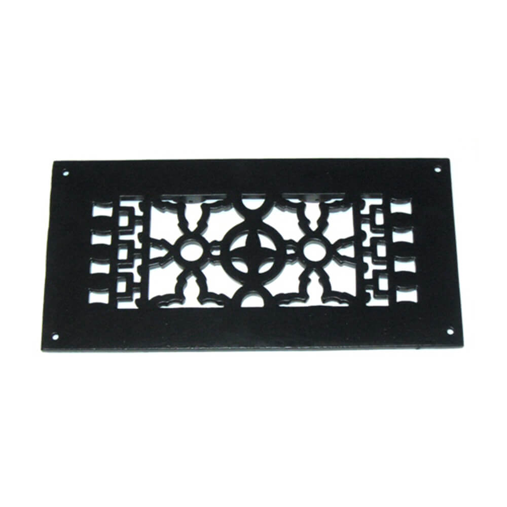 Black Lily Style Cast Iron 4x10 inch Vent Cover, Floor Grate