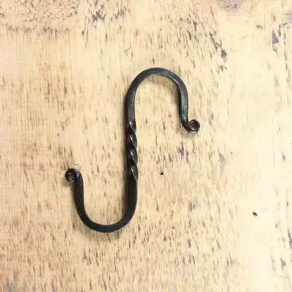 Black Wrought Iron 4 inch S Hook, Black Forged 4 inch S hook