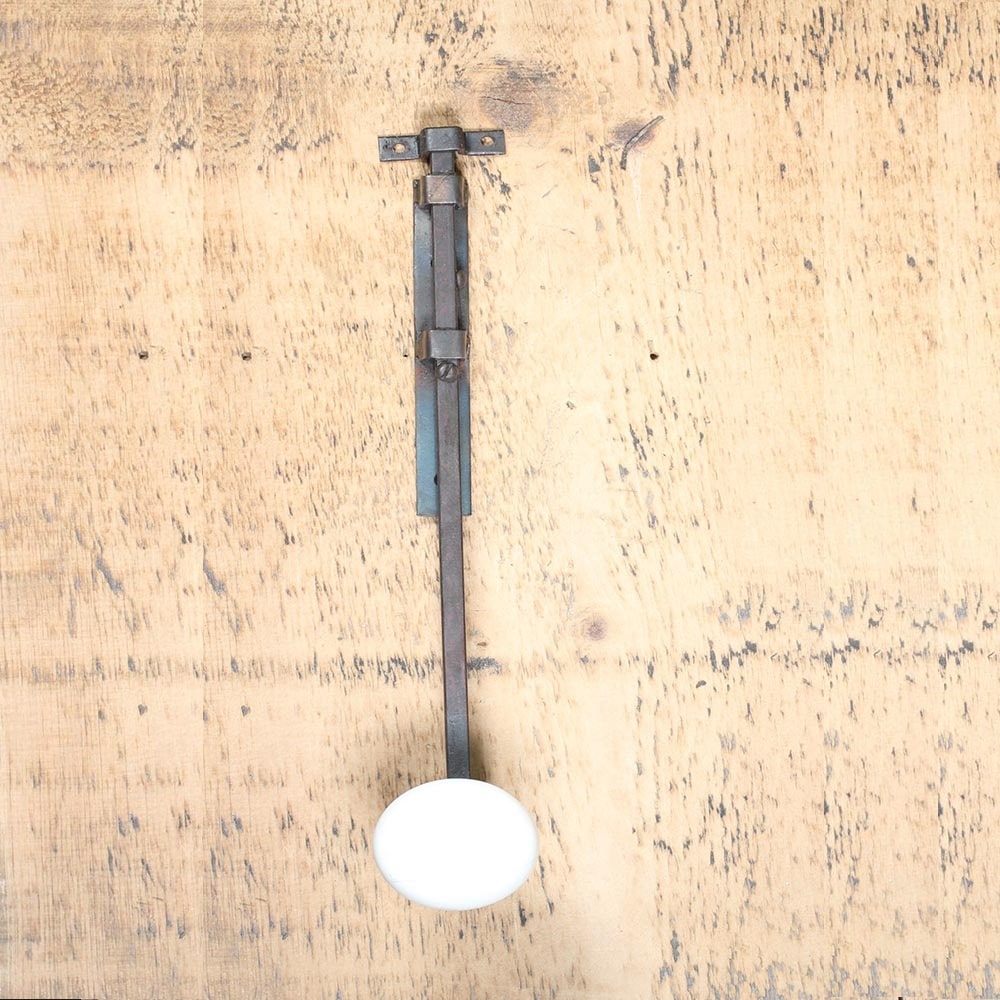 12" Antique Surface Bolt with White Porcelain Knob